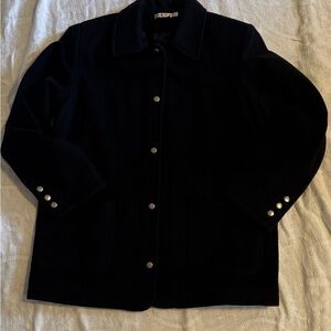 Jason Kole Black 100% Wool Snap Button Jacket Blazer Size L USA Made